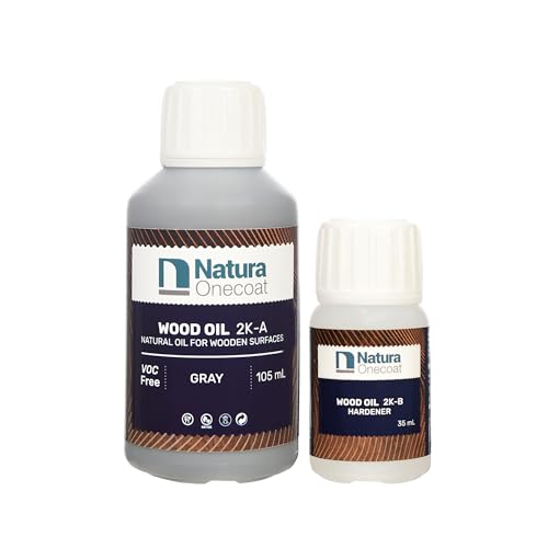 Wood Stain Oil - 75 ft² - 140 ml, Gray – Wood Finish for Interior Furniture & Floor - Linseed Wood Oil - Fast-Drying - Environmentally Friendly - Extra Durable Hard Wax Oil-VOC Free - color: Gray, size: 140 mL