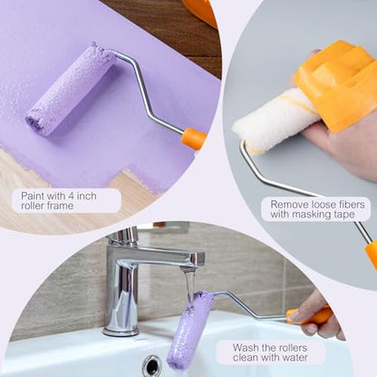 Mister Rui 24 Pieces 4-Inch Small Paint Roller Covers Microfiber Rollers