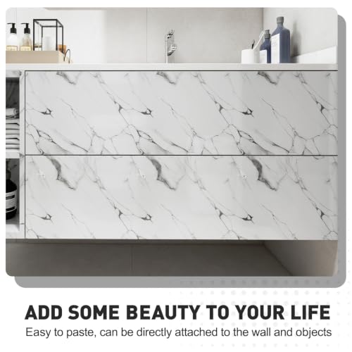 Glossy White Silver Marble Contact Paper 23.6" x 236" Peel and Stick Wallpaper - color: White/Silver, size: 23.6" x 236"