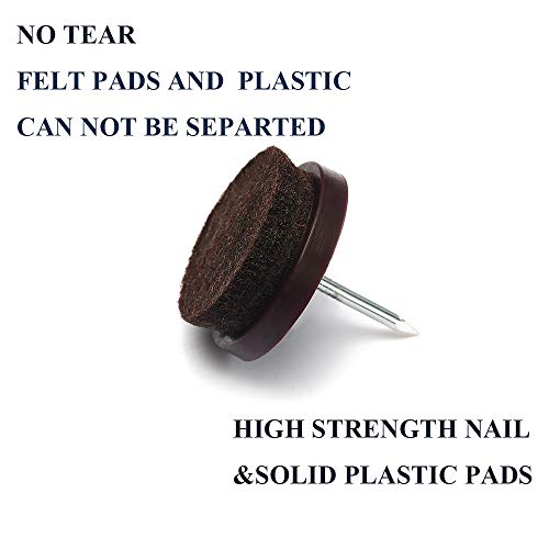Nail on Felt Pads Furnigear Furniture Pads Nail- Floor Protectors for Furniture Legs 24Pack Chair Felt Pads for Hardwood Floors (1-1/2" (Brown)) - size: 1-1/2" (Round, Brown)