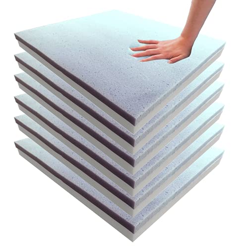 Foamma 6 Pack 2" x 20" x 20" Gel Memory Foam (High Density Base, Used for Chair Cushion Replacement, Dining Chairs, Wheelchair Seat Replacement) - color: Gel Memory Foam, size: 2" x 20" x 20", style: 6 Pack