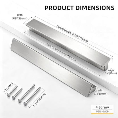 Goldenwarm 10 Pack 6-5/16" Brushed Nickel Cabinet Pulls Drawer Handles - color: Brushed Nickel, size: 6-5/16in Hole Centers