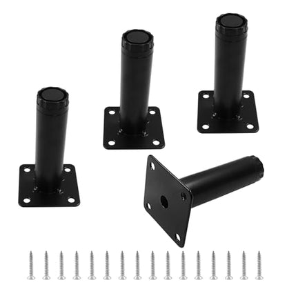 4" / 100mm Metal Furniture Legs, Black, 4 Pcs - size: 4 inches
