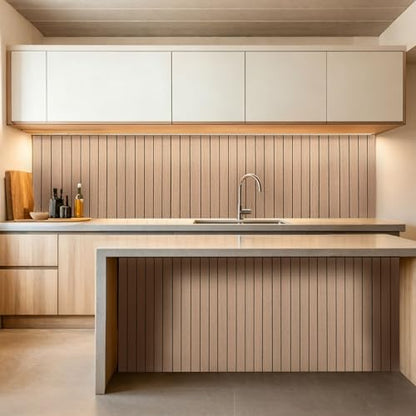 3D Peel and Stick Wall Panels PVC Grille Slat 118"x15.8" Self-Adhesive Wall Sticker Soundproof Paneling for Walls and Ceiling in Faux Oak Wood Grain Texture - color: Oak Wood Grain, size: 118"x15.8"