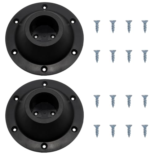 2 Pcs Black 16.7cm RV Table Base Mount, 6 Mounting Holes Screws - color: Black