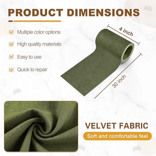 Azobur Sofa Fabric Repair Patch, Oversized Microfiber Patch, Self-Adhesive Repair Fabric, Super Cost-Effective (Olive Green) - color: Olive green, size: 4" x 30"-2 ROLLS