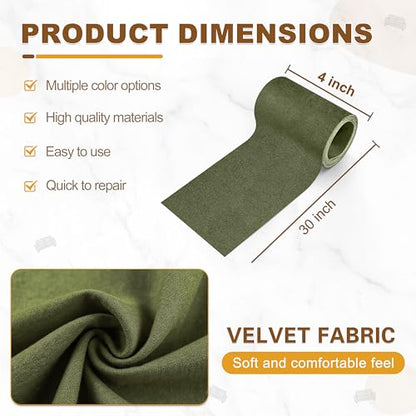 Azobur Sofa Fabric Repair Patch, Oversized Microfiber Patch, Self-Adhesive Repair Fabric, Super Cost-Effective (Olive Green) - color: Olive green, size: 4" x 30"-2 ROLLS