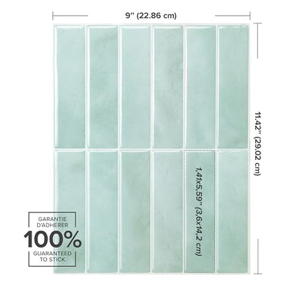 Smart Tiles Peel and Stick backsplash, Stacked Teal, 11.43"x9" - color: Teal