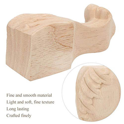 Hztyyier Solid Wood Furniture Legs, 4-Piece Carved Sofa Cabinet Feet, Unfinished Beige, Rustic Style, 4.7x2.4in/5.9x2.4in/7.1x2.8in