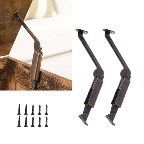 2-Piece Antique Bronze Spring-Loaded Cover Plate Support Hinge (with Screws) - Suitable for Tables, Toy Boxes, and Furniture Cabinet Hardware, Easy to Install, Rust-Proof and Durable.