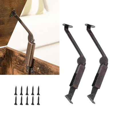 2-Piece Antique Bronze Spring-Loaded Cover Plate Support Hinge (with Screws) - Suitable for Tables, Toy Boxes, and Furniture Cabinet Hardware, Easy to Install, Rust-Proof and Durable.