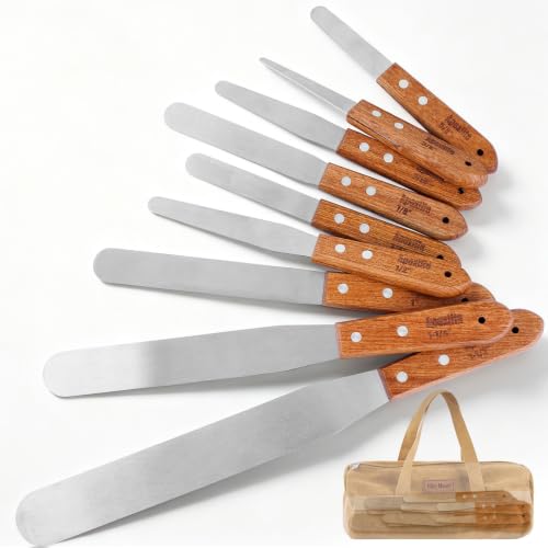 9-Piece Caulking Spatula Set with Pear Wood Handle, Caulk Finishing Tool - size: 9PCS