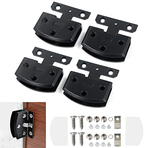 4 Pcs Glass Doors Hinge Cupboard Showcase Wine Cabinet Clamp Ambry Gate Hinges Replacement Parts - color: Black（K846-4PCS)