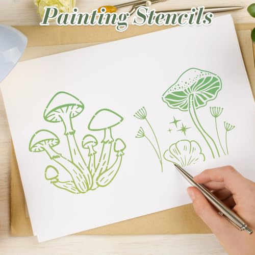 Mushroom Stencils for Crafts Reusable 20Pcs Stencils(5.8X5.8 Inch) - color: Mushroom 2