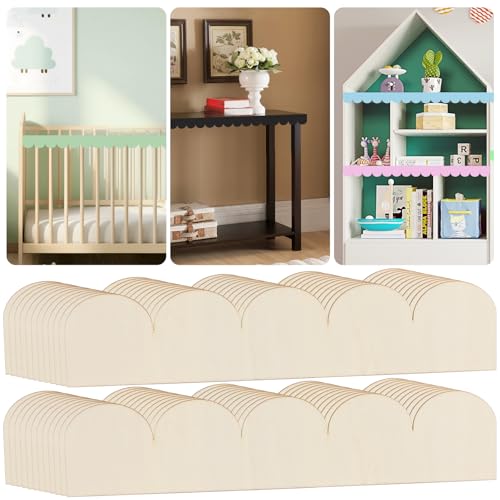 Unfinished Scallop Wood Trim, 24 Pack Scalloped Trim, 15.75 x 3.54 inch - color: 15.75"x3.54" 24 Pack