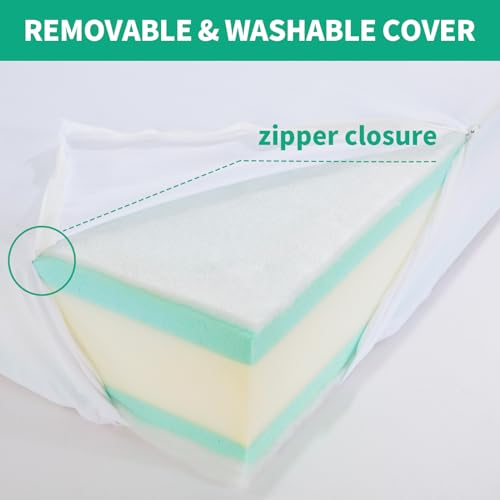 HOMBYS Memory Foam Couch Cushion Replacement, High Density Upholstery Foam Wrapped with Memory Foam & Polyester Batting, Sofa Cushions Inserts with Dacron Fiber Layer,with Removable Cover,6"x22"x22" - size: 6 inch Thick-22"x22"