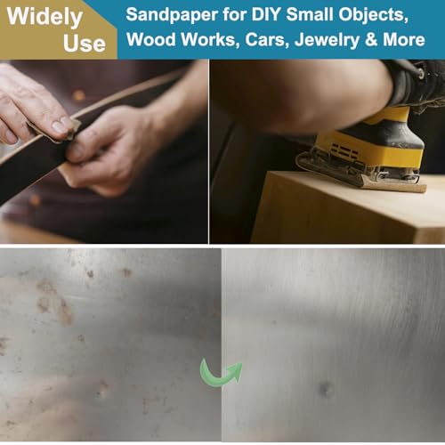52Pcs Aluminum Oxide Sandpaper Variety Pack, 1/4 Sheet Sand Paper Assorted for Block Sander Wood Metal Wet Dry Sanding 80/100/150/220/320/400 Grits (4.5 x 5.5 Inch) - size: 1/4Sheet