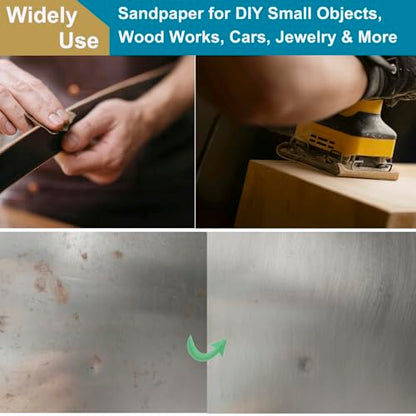 52Pcs Aluminum Oxide Sandpaper Variety Pack, 1/4 Sheet Sand Paper Assorted for Block Sander Wood Metal Wet Dry Sanding 80/100/150/220/320/400 Grits (4.5 x 5.5 Inch) - size: 1/4Sheet