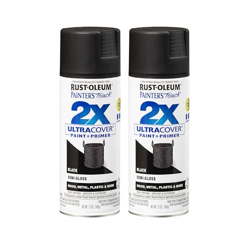 Rust-Oleum Painter's Touch 2X Ultra Cover Spray Paint, Semi-Gloss Black - color: Semi-Gloss Black, size: 12 Ounce (Pack of 2)