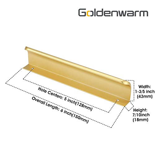 goldenwarm 10 Pack 5 Inch Matte Gold Finger Pulls Cabinet Edge Pulls Brushed Brass Drawer Handles Edge Hardware for Kitchen Cupboard - color: Matte Gold, size: Hole Center:128mm(5in)
