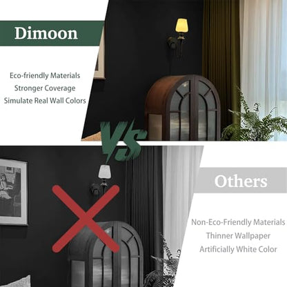 Dimoon 17.7''x78.7'' Peel and Stick Wallpaper Black Contact Paper for New Environmentally Friendly Materials Thickening Upgrade Embossed Renter Friendly Wall Paper Modern Vinyl Wrap Countertop Bedroom - color: Black, size: 17.7" x 78.7"
