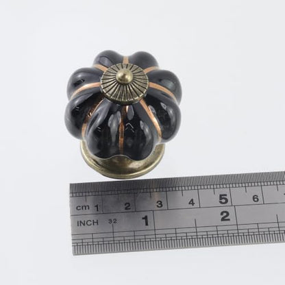 Geesatis Black Ceramic Drawer Pulls,Pumpkin Shape Cabinet Knobs,1.3" - color: Black