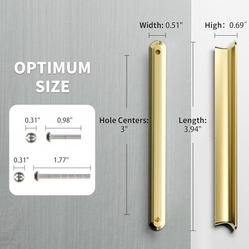 Cobbe 10 Pack Champagne Bronze Cabinet Pulls 3 Inch (76mm) Hole Centers - color: Gold 10 Pack, size: 3" hole center spacing