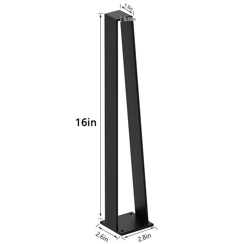 Orgerphy 16 inch Black Bench Legs Set of 4| Triangle-Shape Heavy Duty Table Legs Furniture Legs| Black Metal for Sofa Couch Dresser| Metal Legs for Coffee Table (16 inch) - size: 16 Inch