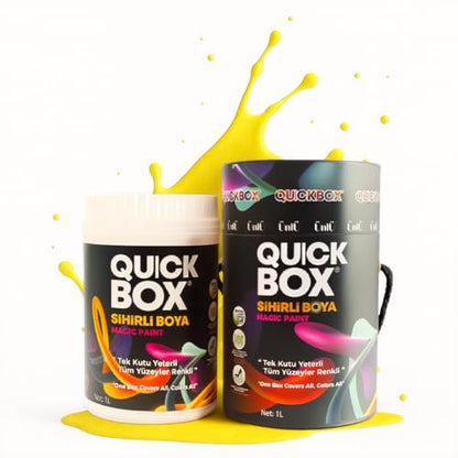 QUICKBOX® Cabinet Paint for Kitchen Cabinets & Furniture, Paint and Primer in One, No Sanding Required, Water-Based, Silk Matte Finish, Low VOC, 33.8 Fl Oz (1 Liter) (Warm Yellow) - color: Warm Yellow