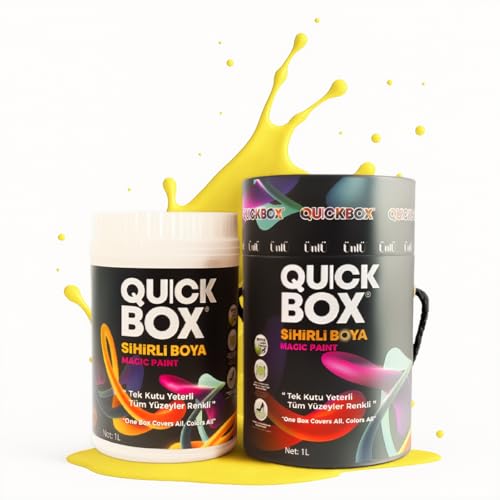 QUICKBOX® Cabinet Paint for Kitchen Cabinets & Furniture, Paint and Primer in One, No Sanding Required, Water-Based, Silk Matte Finish, Low VOC, 33.8 Fl Oz (1 Liter) (Warm Yellow) - color: Warm Yellow