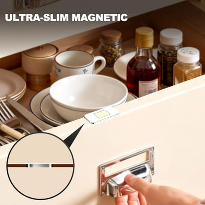PHIXBEAR 6 Pack No Drill Magnetic Cabinet Catches, Ultra Thin Stainless Steel with Strong Adhesive for Kitchen, Bathroom, Closet, RV Door Closing - color: Silver