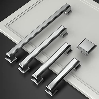 Amerdeco 10 Pack Polished Chrome Cabinet Pulls 3 Inch(76mm) Hole Center Cabinet Hardware Kitchen Cabinet Handles for Bathroom Drawer Pulls Dresser Pulls ZH0001 - color: Polished Chrome, size: 3" hole center, style: 10 Pack