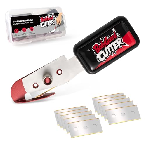 Gomake Vinyl Backing Cutter Bodyguard Vinyl Wrap Cutting Knife, Hidden Blade Wrapping Paper Roll Cutter Vinyl Cutter for Car Tinting and Backing Paper Cutter with 10 Titanium Coated Blades