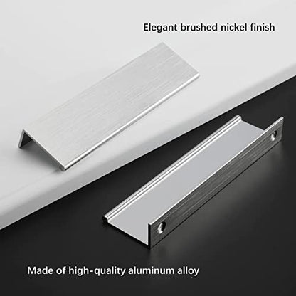 Rergy 10 Pack 5" Cabinet Pulls Brushed Nickel Finger Pulls for Cabinets - color: Brushed Nickel, size: Hole Center: 5in(128mm)