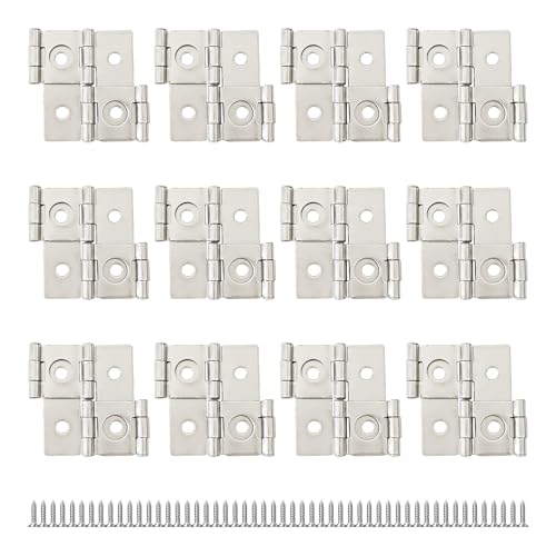 12PCS 47x47mm Double Acting Folding Screen Hinges, Retro Style Cabinet Door Hinges with Mounting Screws, Silver - color: Silver