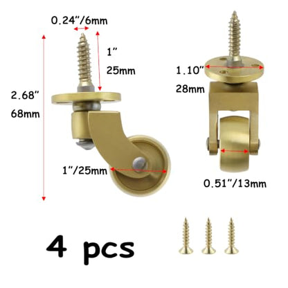Semetall 4-Piece Brass Threaded Stem Casters - style: A-105