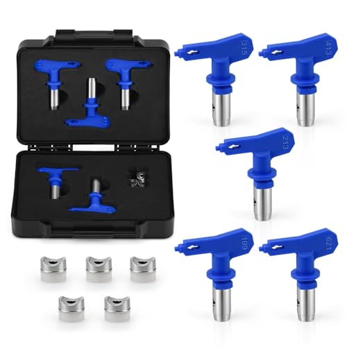 Spray Tips for Airless Sprayer,Reversible Airless Spray Tips 5 Pieces,Use Mini Boxes for Storage, Convenient to Carry(109, 213, 315, 413, 621)