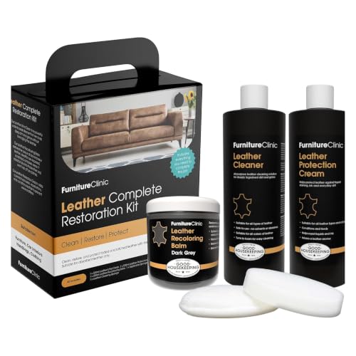 Furniture Clinic Leather Complete Restoration Kit, Dark Grey, 5 Piece - color: Dark Grey, size: Complete Kit
