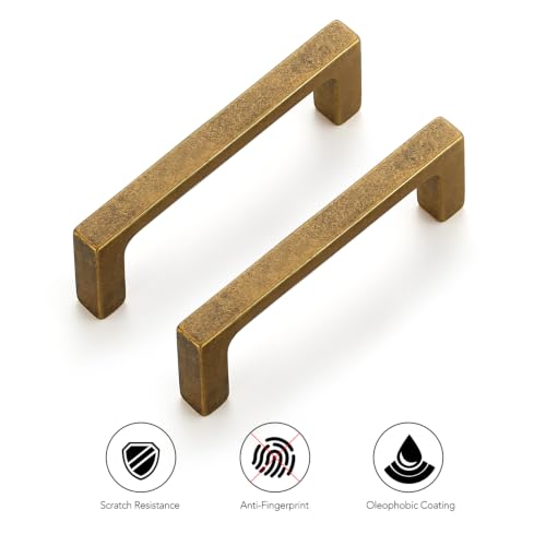 Ravinte Antique Brass Kitchen Cabinet Solid Handles,3-1/2 Inch,10 Pack - color: Antique Brass, size: 3-1/2 Inches Hole Center