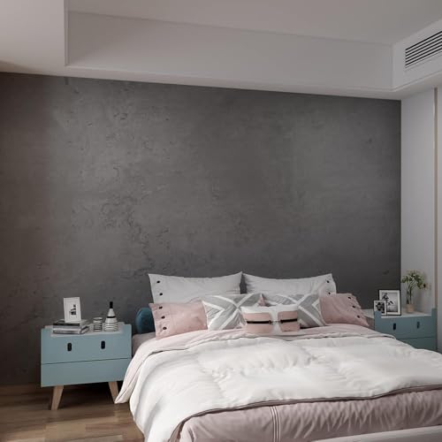 3yecao 31"×157" Darker Grey Black Concrete Cement Contact Paper Extra Thick 3D Stained Faux Dark Gray Concrete Wallpaper Peel and Stick Matte Textured Removable Vinyl Wall Sticker for Bedroom Walls - color: Dark Gray, size: 31" x 157"