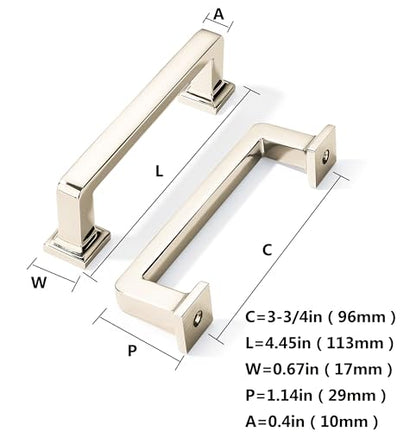 khtumeware 10 Pack Polished Nickel Cabinet Pulls, 3-3/4 Inch(96mm) Hole Centers Cabinet Handles Kitchen Hardware Straight Bar for Cabinets and Drawer Pulls - color: Polished Nickel, size: 3-3/4"(96mm) Hole Center, style: 10-pack