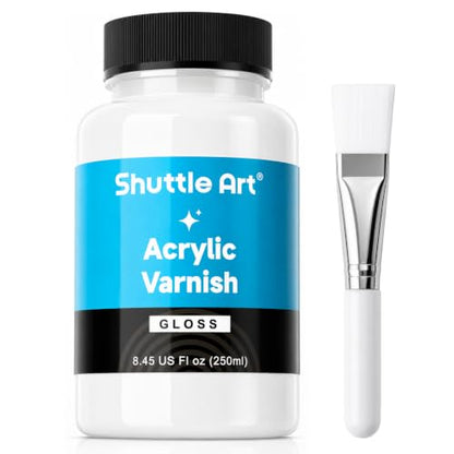 Shuttle Art Gloss Varnish for Acrylic Painting,8.45oz, Clear Acrylic Sealer - style: 8.45oz gloss varnish