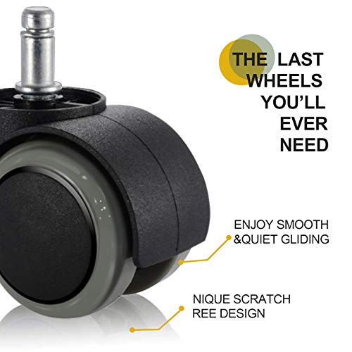 PChero 2" Office Chair Wheels Replacement for lKEA Chairs, 10mm Stem