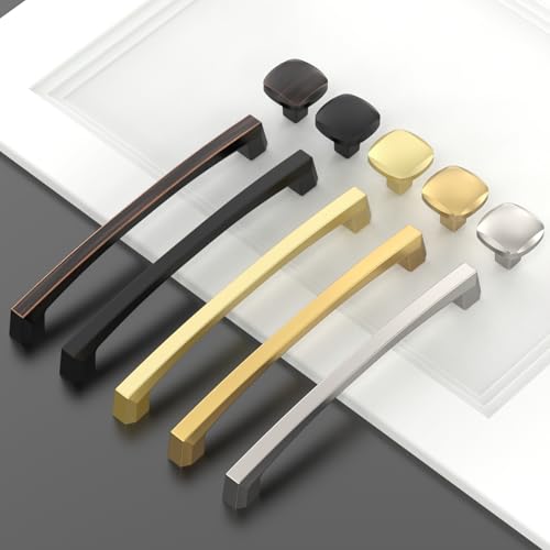 Asidrama 10 Pack 3 inch Brushed Gold Kitchen Cabinet Handles - color: Brushed Gold, size: 3" Hole Center(76mm)