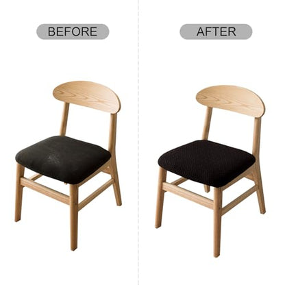 Genina Seat Covers for Dining Room Washable Chair Seat Slipcovers Set of 6 - color: Black, size: 16-20in Not waterproof