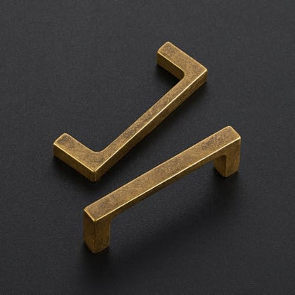 Ravinte Antique Brass Cabinet Handles Solid Square Pulls 3 Inch 10 Pack - size: 3 Inch Hole Center