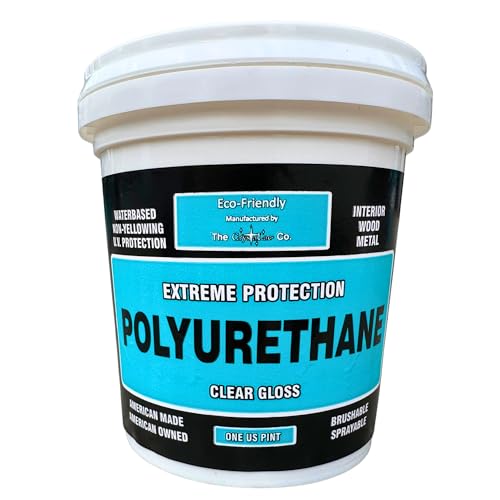 Crystalac Extreme Protection Water Based Polyurethane (Clear Gloss, 16oz Pint): Self Leveling, Non Yellowing, Brush or Spray, UV Protection, Low Odor, Water Clean Up, Durable & Scratch Resistant. - color: Gloss, size: Pint