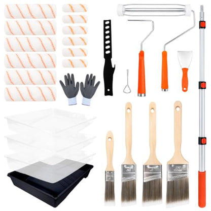 Wesquer Paint Roller Kit with Extension Pole Wall Painting Supplies Set