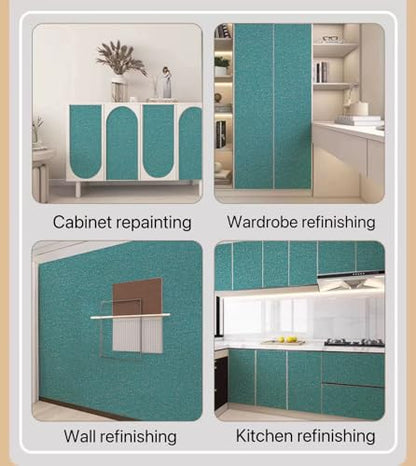Fabric Grasscloth Texture Self-Adhesive Wallpaper Linen Peel and Stick Wallpaper Easy to Apply Removable Easy to Clean for Bedroom Livingroom Cabinet 16.5inx236.2in -Green - color: Green
