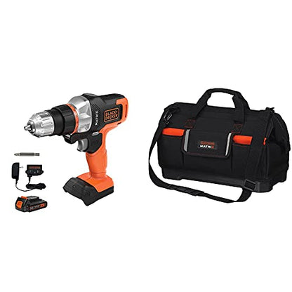BLACK+DECKER 20V MAX Matrix Cordless Drill/Driver with Tool Tote Bag, Wide-Mouth (BDCDMT120C & BDCMTSB)